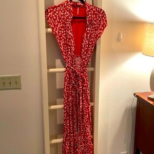 Free People red wrap dress size 8